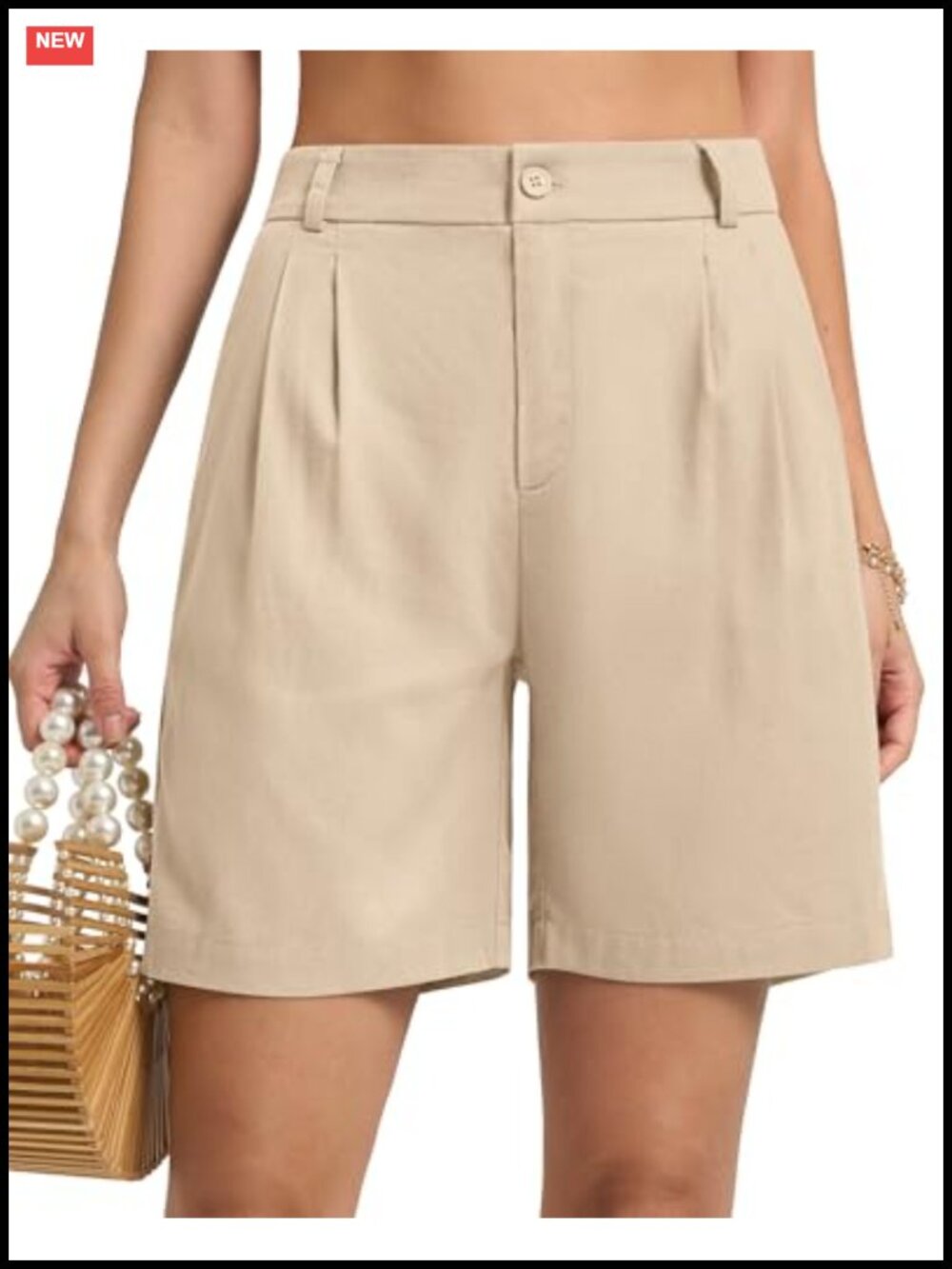 Linen Cotton Wide Leg High Waisted Pleated Shorts with Pockets